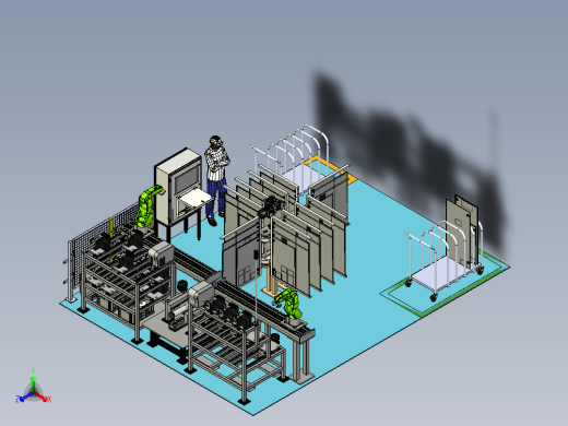 机器人生产线布局3D模型