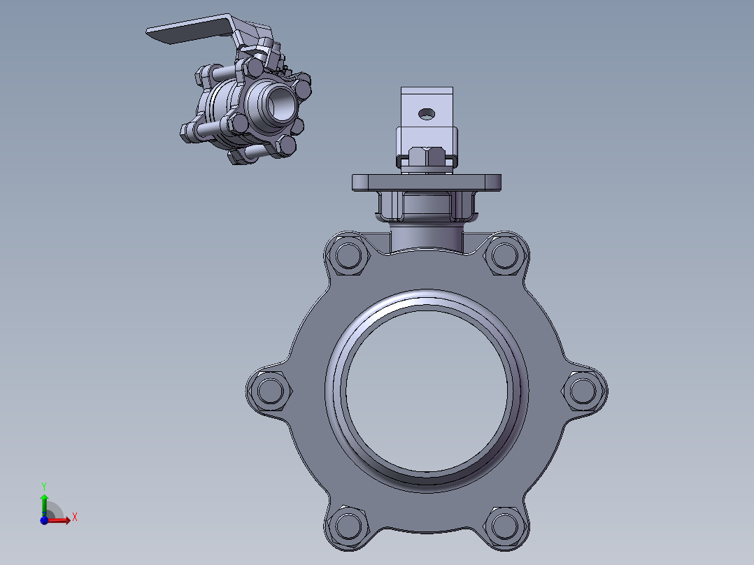 3款25MM-1“BW PN 125浮动球阀模型前视图