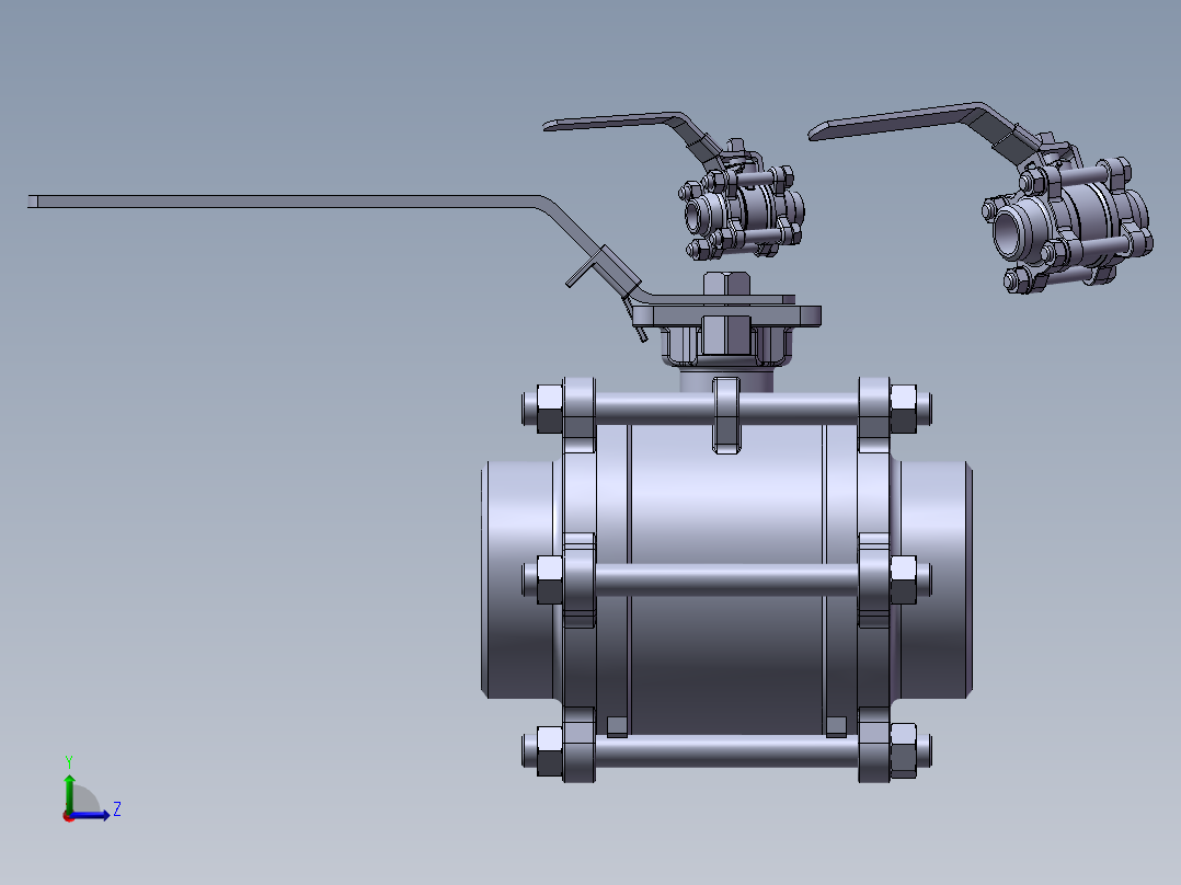 3款25MM-1“BW PN 125浮动球阀模型左视图