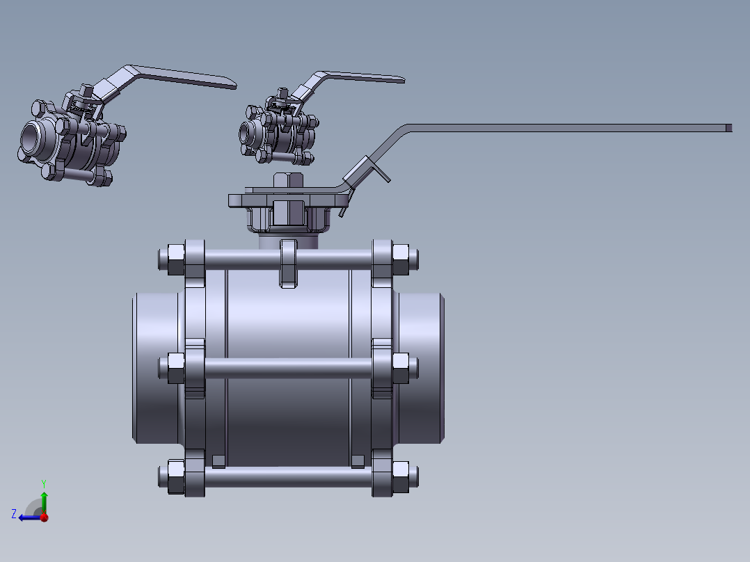3款25MM-1“BW PN 125浮动球阀模型右视图