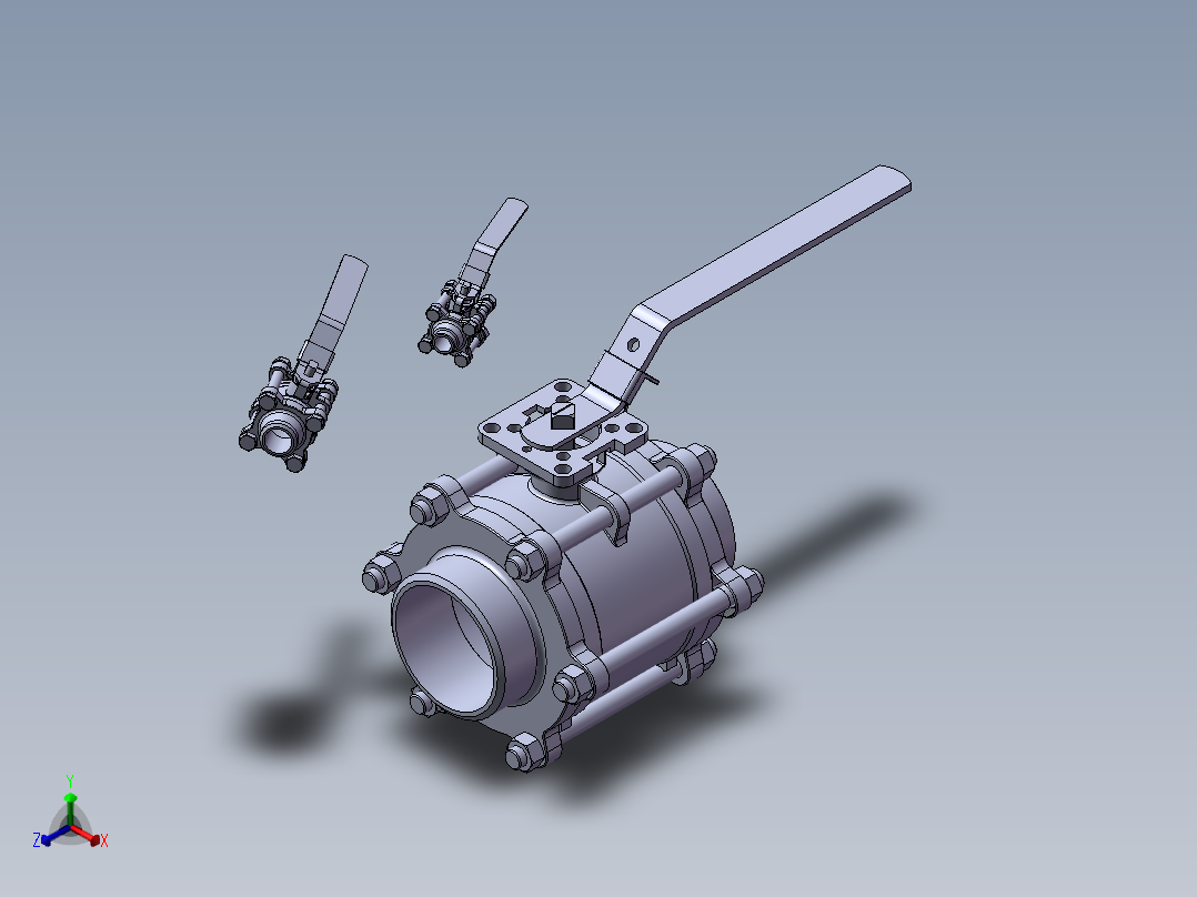 3款25MM-1“BW PN 125浮动球阀模型正等轴测图