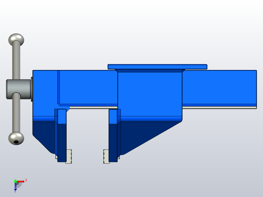 通用装配式右手150毫米偏置台虎钳俯视图