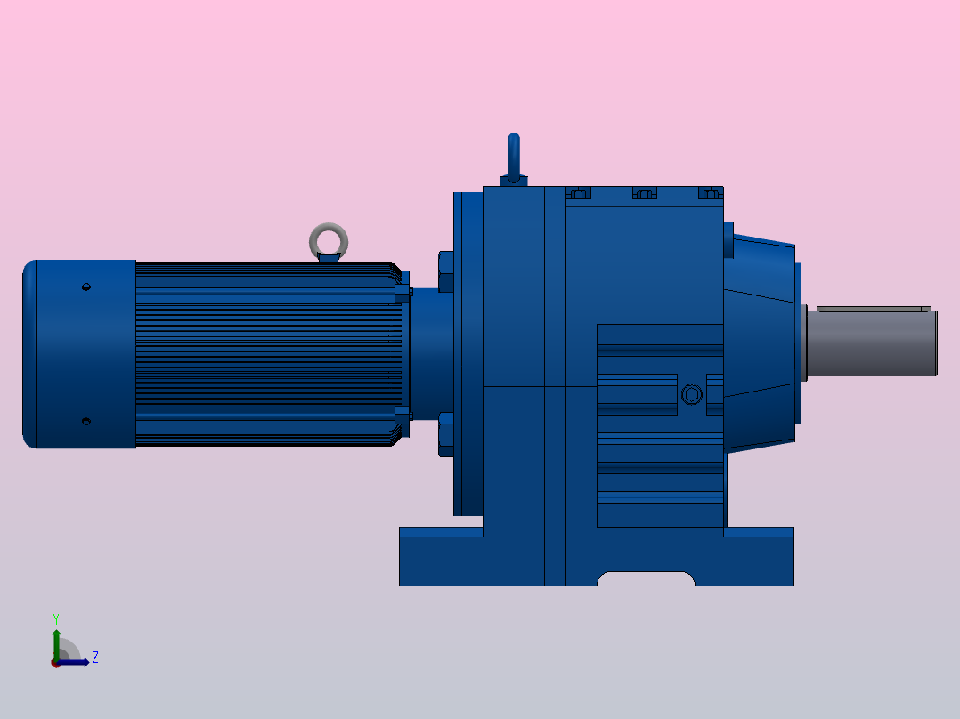 R97底脚轴伸式安装斜齿轮减速机R97-YVB0.25-8P-71-M1-0°左视图