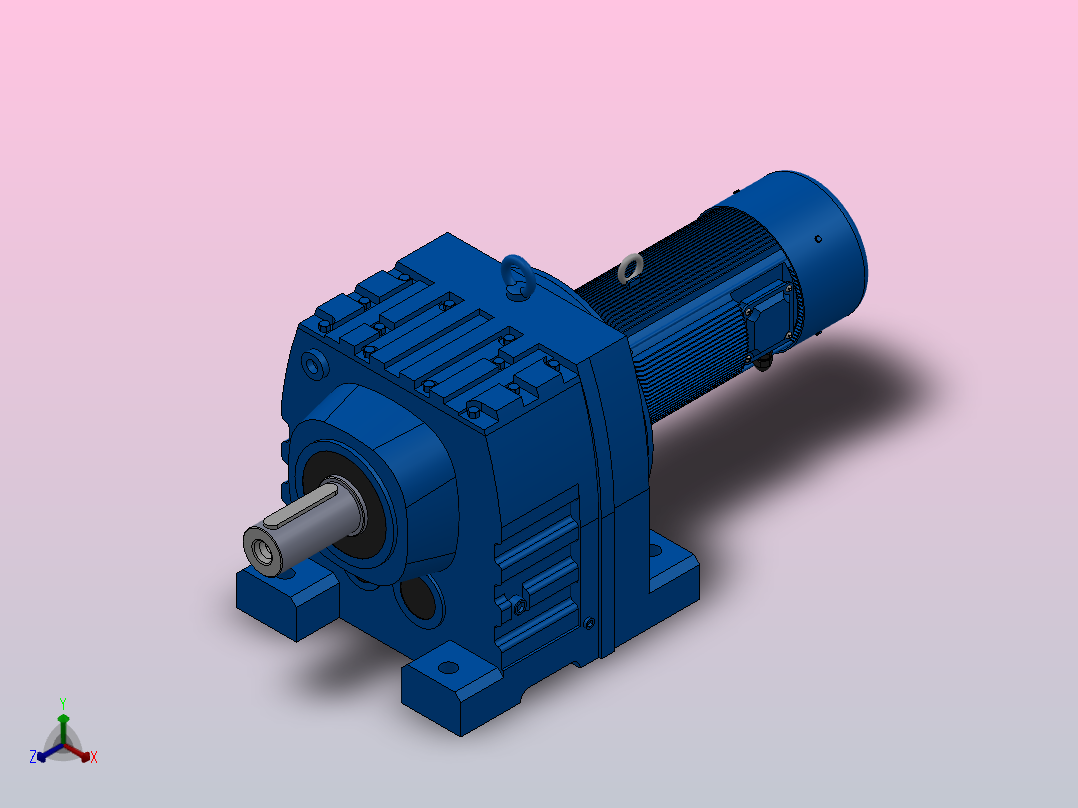 R97底脚轴伸式安装斜齿轮减速机R97-YVB0.25-8P-71-M1-0°正等轴测图