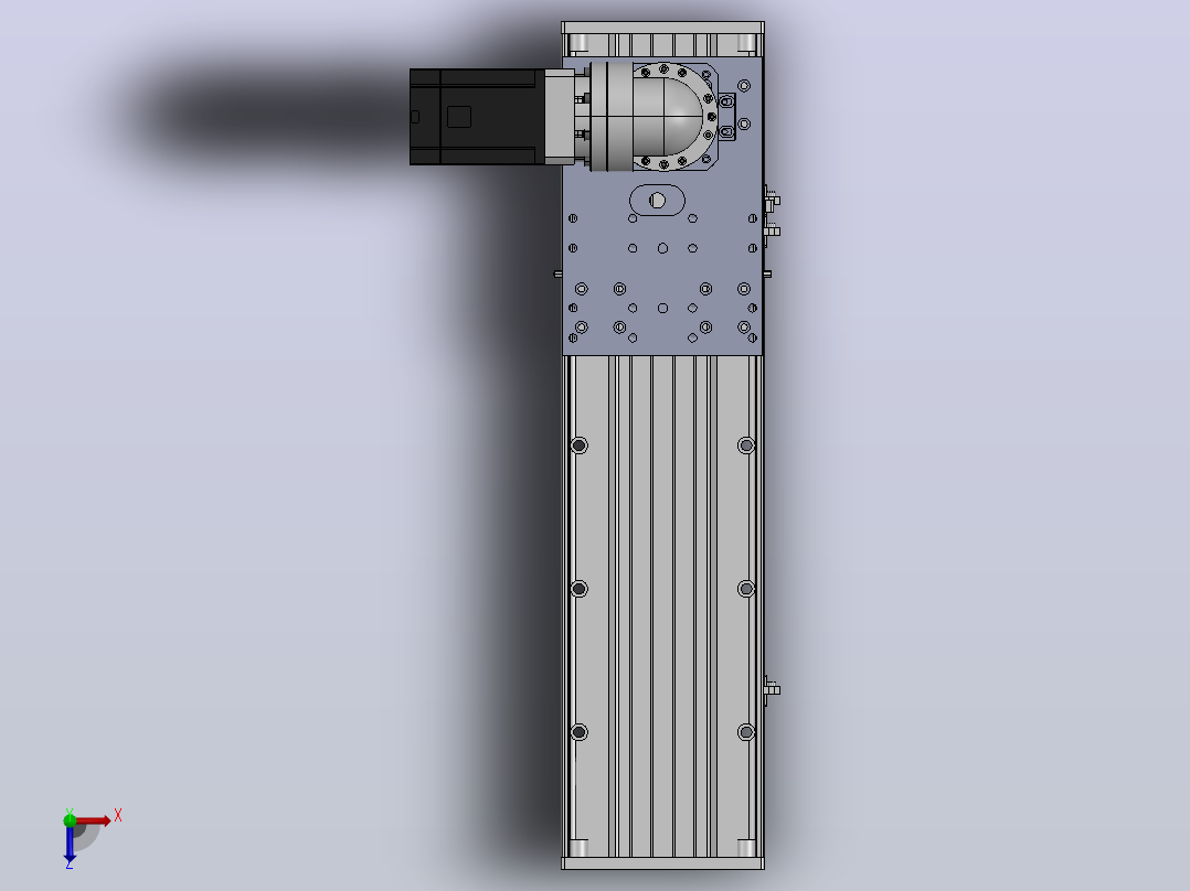 DMG170-LCM齿轮齿条模组直线滑台（电机左折）[DMG170-L16S400-DT750-C2U-LCM-P7]俯视图