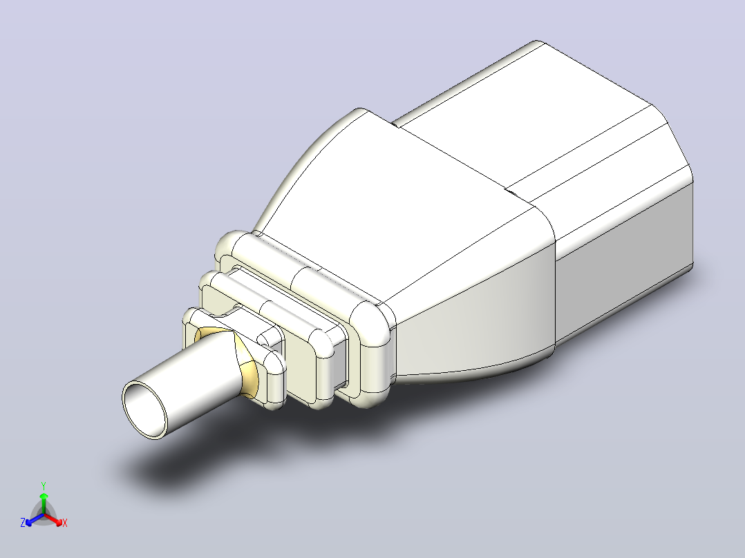 IEC 320 C13电缆端医用插头正等轴测图