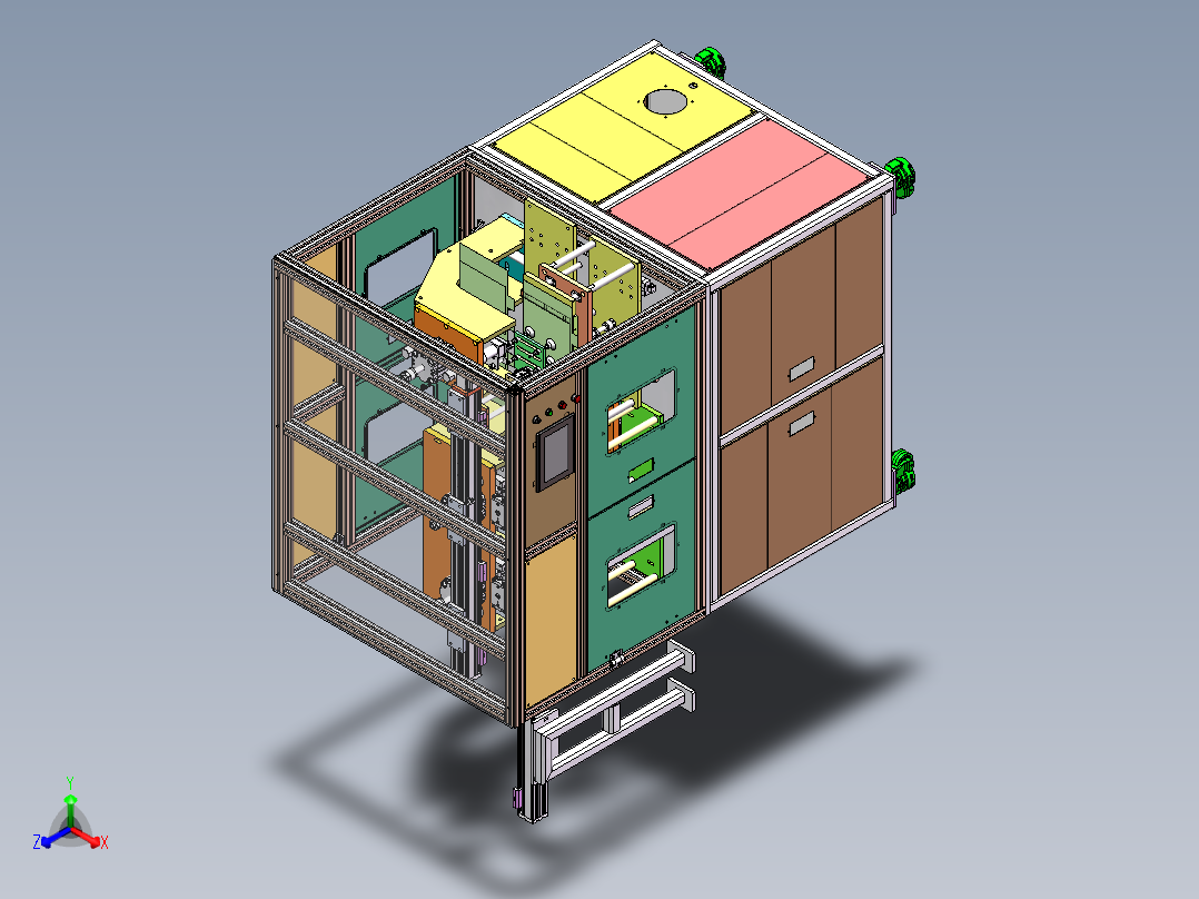 软包动力电芯自动角封切断机（sw17可编辑+工程图）正等轴测图