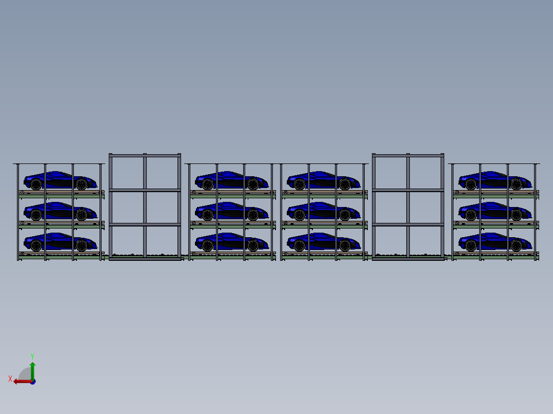 新的停车场后视图