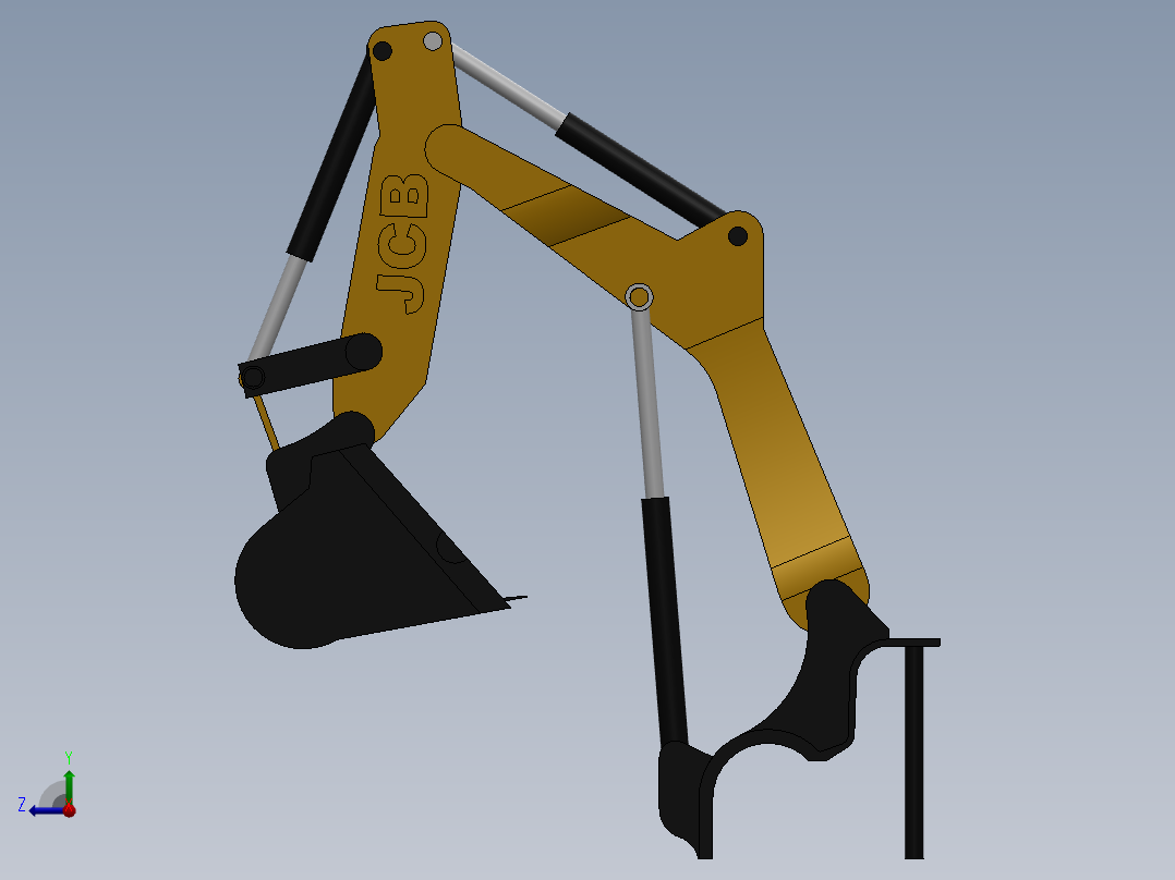 挖机挖斗臂3D数模图纸 STEP格式右视图