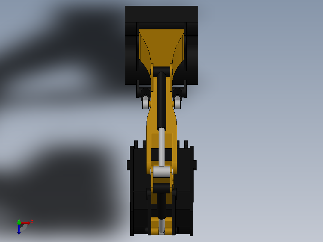 挖机挖斗臂3D数模图纸 STEP格式俯视图