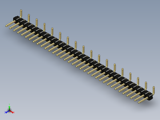 彩色公排针 100mil 2.54mm 系列-DS1022_black_35p_100mil_Type_SMT_R1_rev1.0主视缩略图