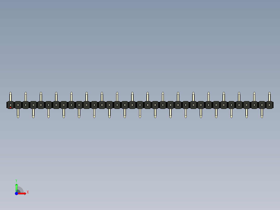 彩色公排针 100mil 2.54mm 系列-DS1022_black_35p_100mil_Type_SMT_R1_rev1.0前视图