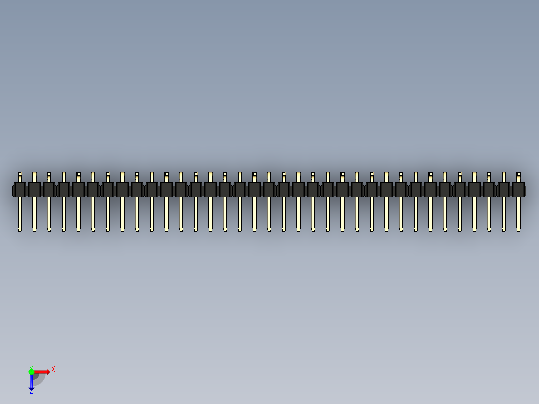彩色公排针 100mil 2.54mm 系列-DS1022_black_35p_100mil_Type_SMT_R1_rev1.0俯视图