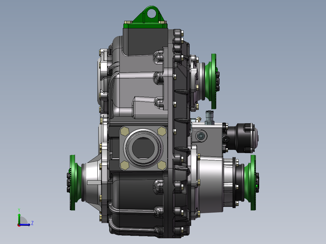 变速箱分动箱sw三维模型379484左视图