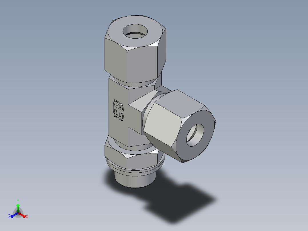 卡套式工业通用硬管接头EO_Adjustable_locknut_run_tee_LEE10SRCF主视图