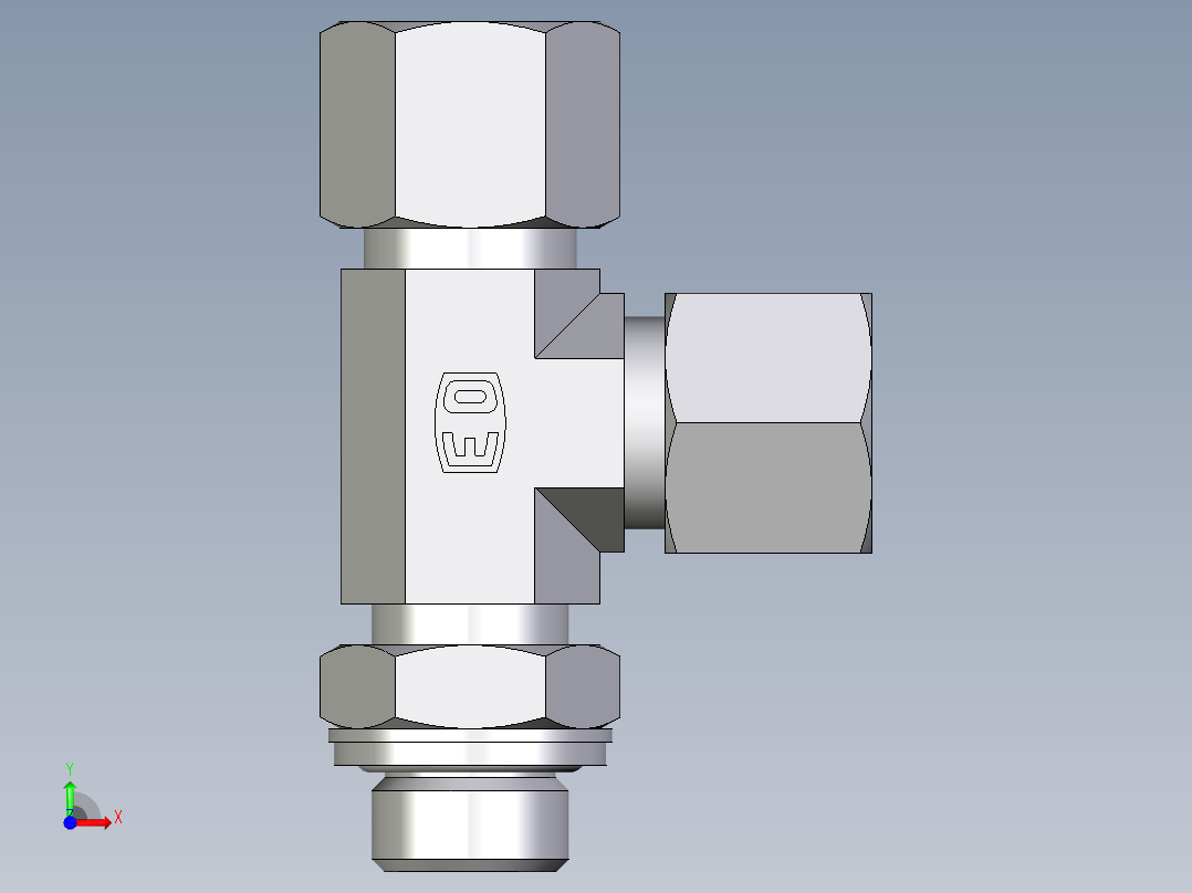 卡套式工业通用硬管接头EO_Adjustable_locknut_run_tee_LEE10SRCF前视图