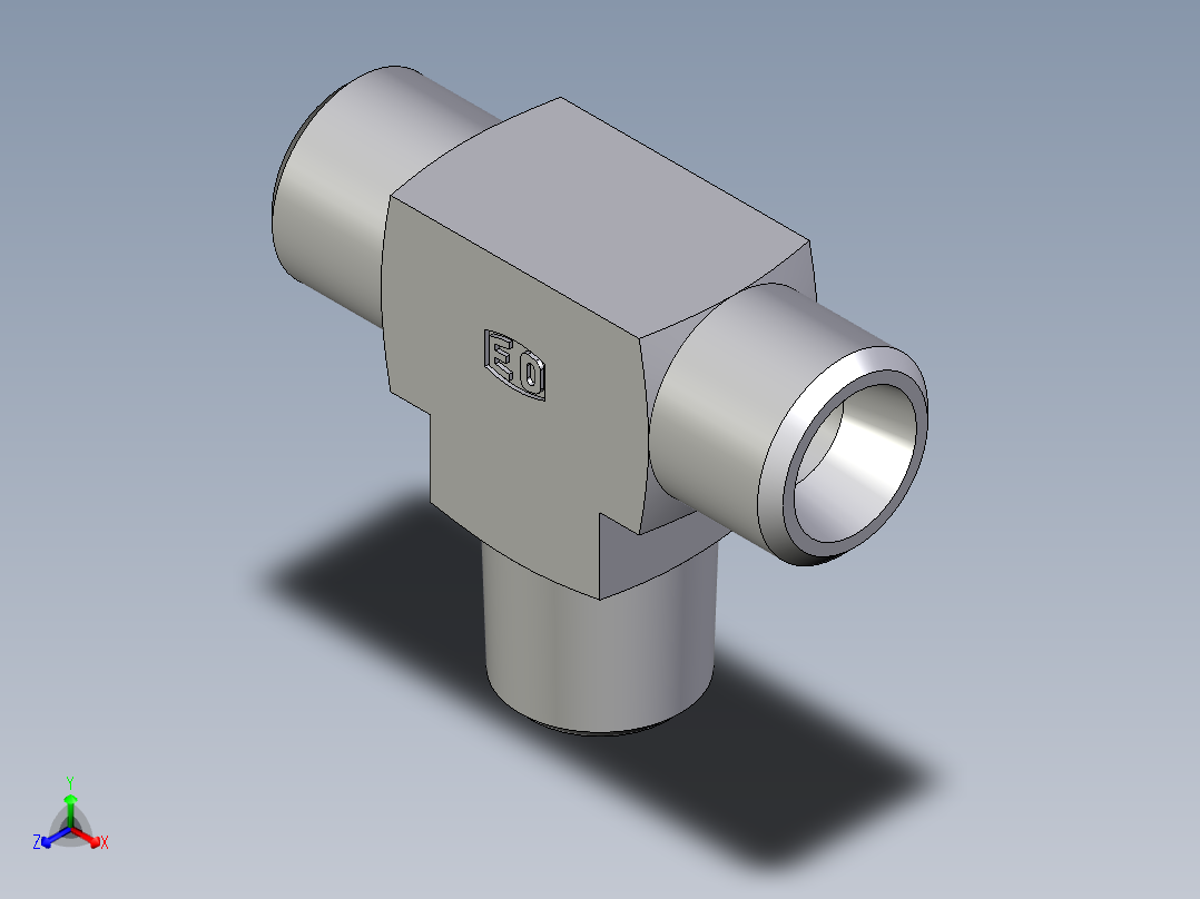 卡套式工业通用硬管接头EO_Male_stud_run_tee_TE08LRCFX正等轴测图