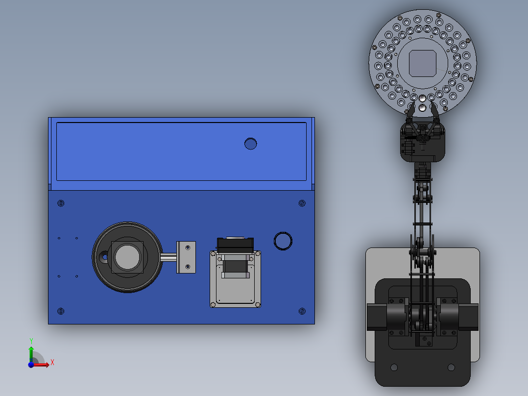 基于小型机械臂的铁谱分析自动取样装置前视图