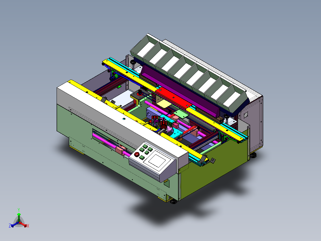 19卧式电子元件半自动插件机正等轴测图