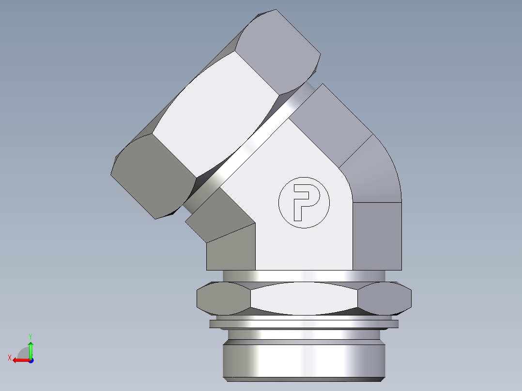 卡套式工业通用硬管接头EO_Adjustable_locknut_45_deg_elbow_VEE42LMCF后视图