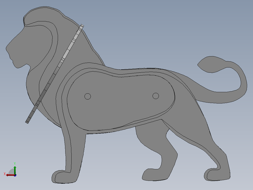 激光下料拼图狮子SOLIDWORKS 2014, STEP _ IGES后视图