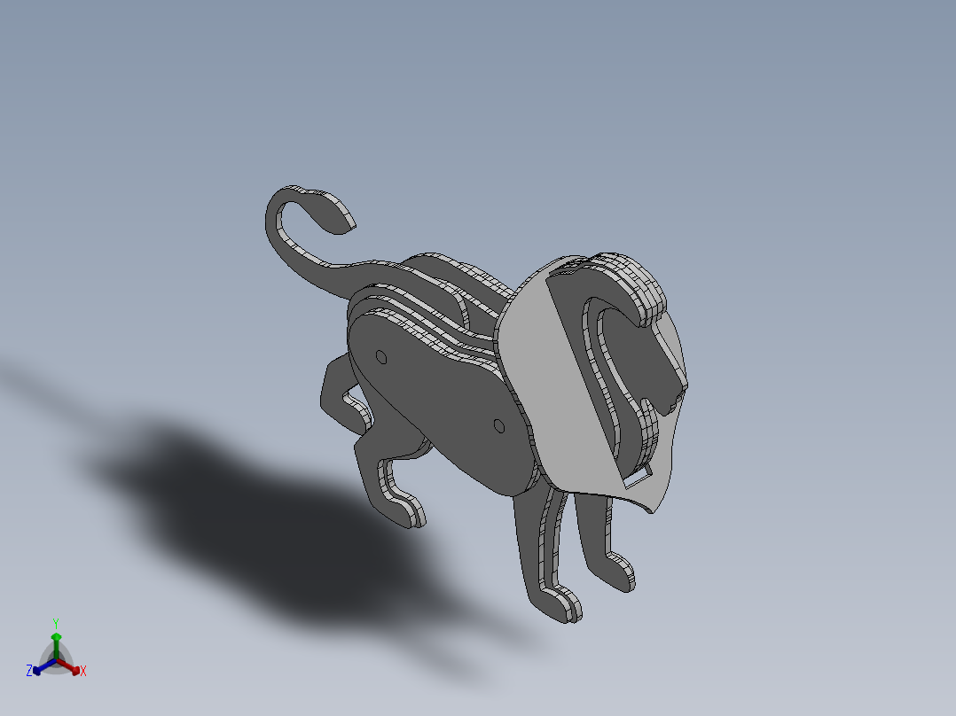 激光下料拼图狮子SOLIDWORKS 2014, STEP _ IGES正等轴测图