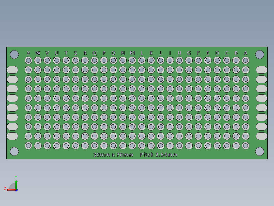 电容器 二极管 电阻器-30mm x 70mm Proto PCB后视图