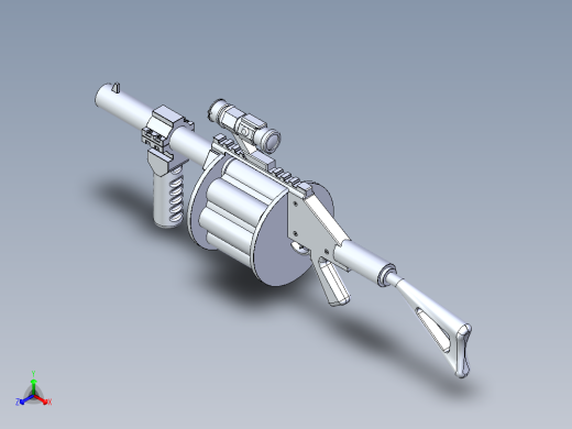 手枪左轮冲锋枪老式狙击步枪设计3D图纸m32-grenade-launcher creo igs stp x_t正等轴测缩略图