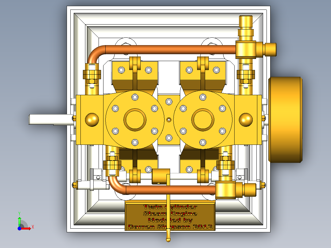 双汽缸蒸汽发动机前视图