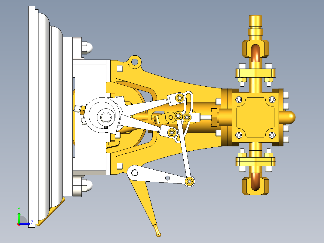 双汽缸蒸汽发动机左视图