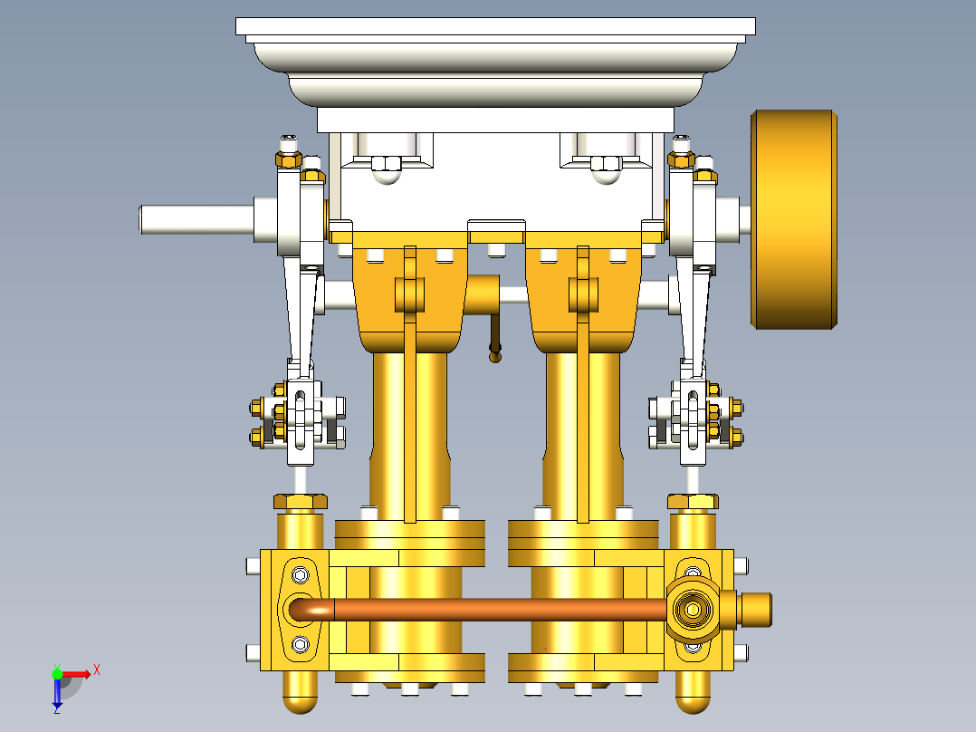 双汽缸蒸汽发动机俯视图