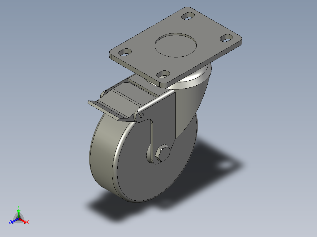 J03S-01D-100-662万向脚轮正等轴测图