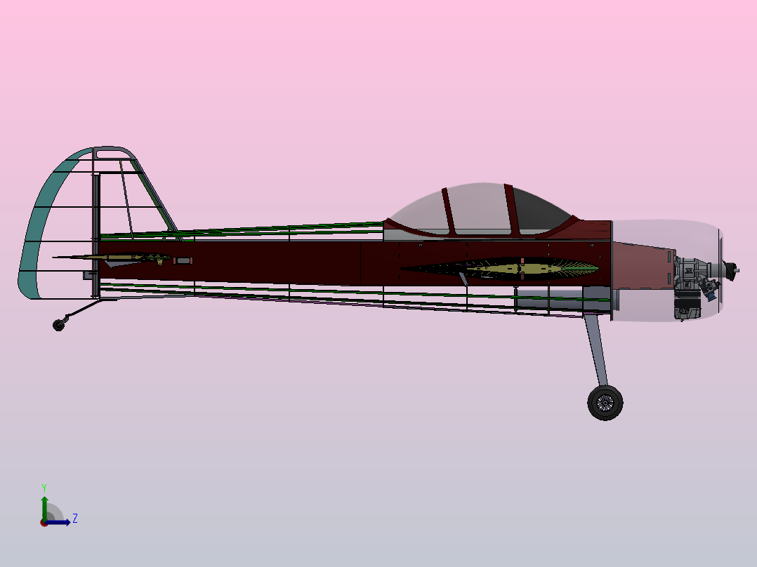 雅克55航模飞机左视图