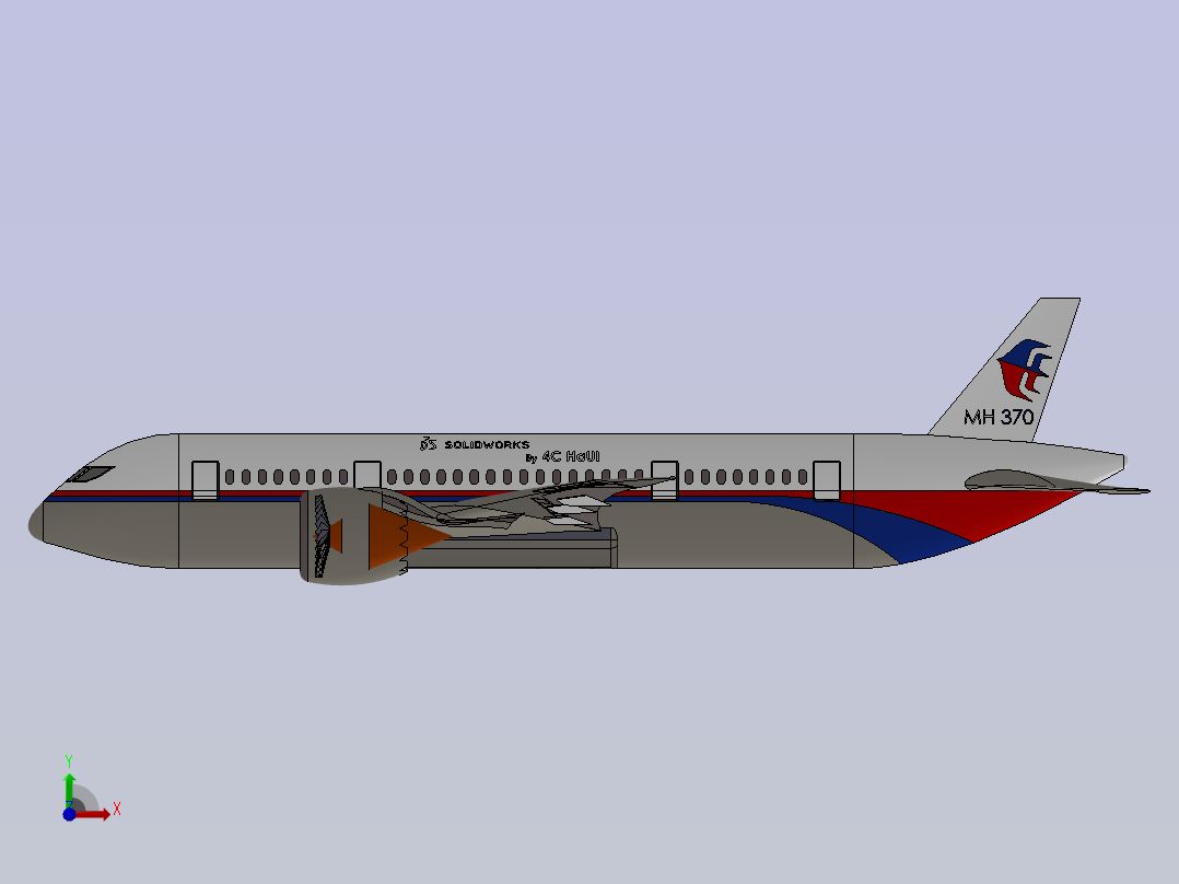 波音MH370前视图