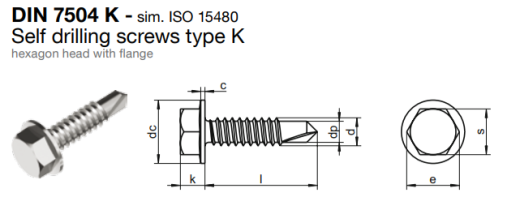 ISO 15480K型带法兰自钻螺钉六角头缩略图