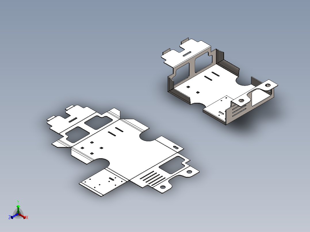 solidworks 金属板组件框架正等轴测图