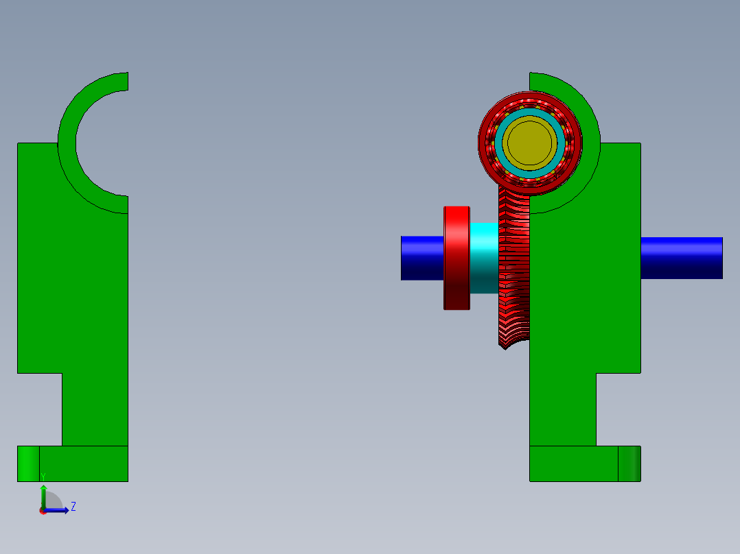 蜗轮蜗杆变速器左视图