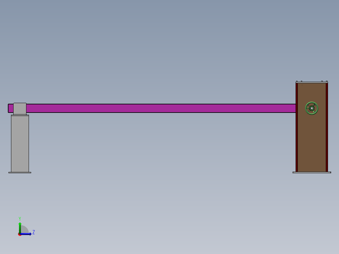 Q038-一种电控式放砸车电动栏杆的设计【三维SolidWorks】左视图