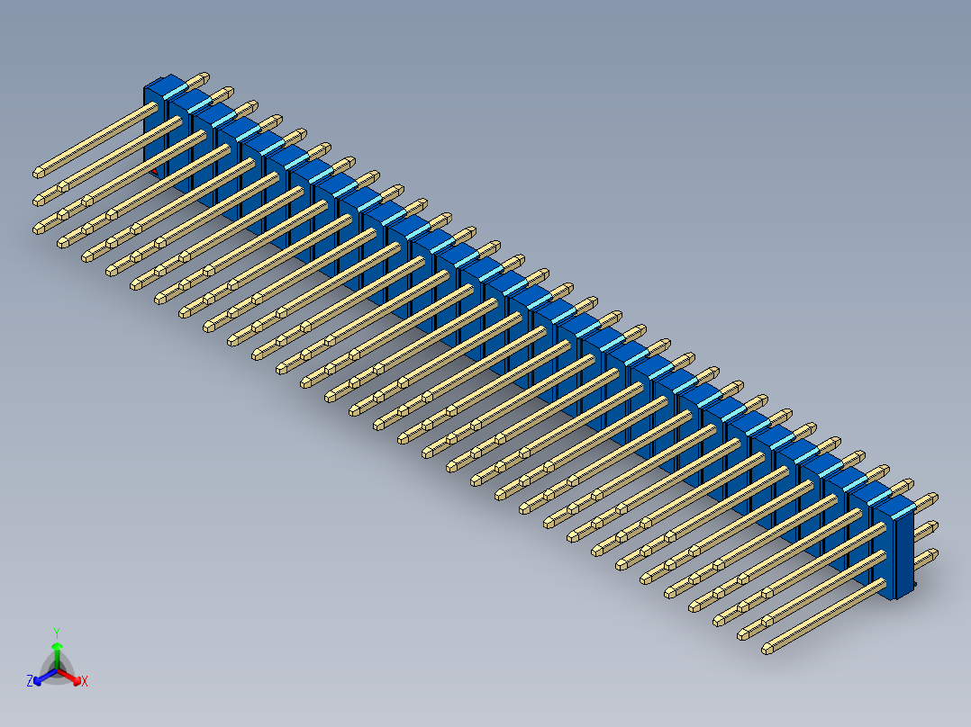 彩色公头100mil（2.54mm）系列-DS1021_blue_3x31p_100mil_Type5_rev1.0主视图