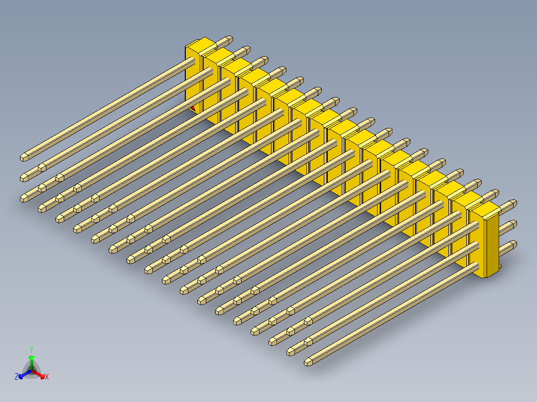 彩色公头100mil（2.54mm）系列-DS1021_yellow_3x17p_100mil_Type43_rev1.0主视图