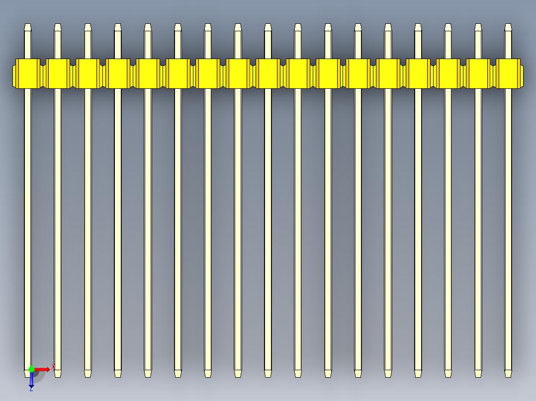 彩色公头100mil（2.54mm）系列-DS1021_yellow_3x17p_100mil_Type43_rev1.0俯视图