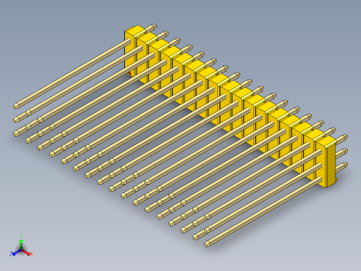 彩色公头100mil（2.54mm）系列-DS1021_yellow_3x17p_100mil_Type43_rev1.0正等轴测缩略图