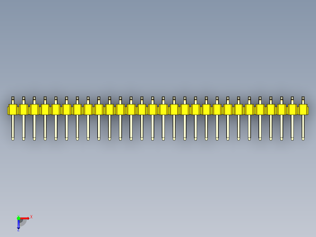 彩色公排针 100mil 2.54mm 系列-DS1022_yellow_56p_100mil_TypeSMT_rev1.0俯视图