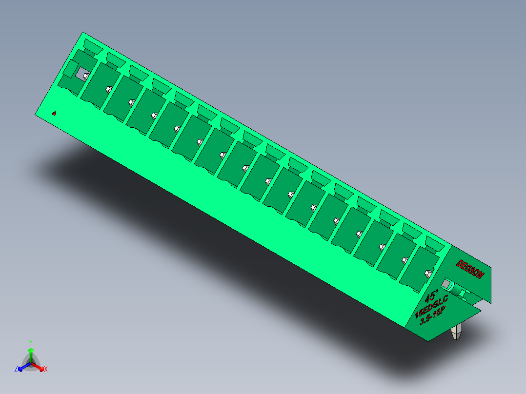 DEGSON 15EDG 系列 3.5mm 插拔式接线端子 FullPack-15EDGLC-3.5-16P-14-00AH主视图