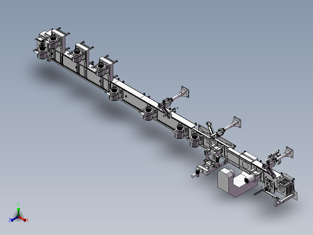 PMS曳引机流水线总装配图正等轴测图