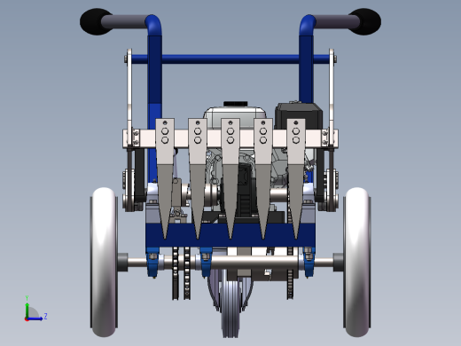 小型手推式松土机模型左视缩略图