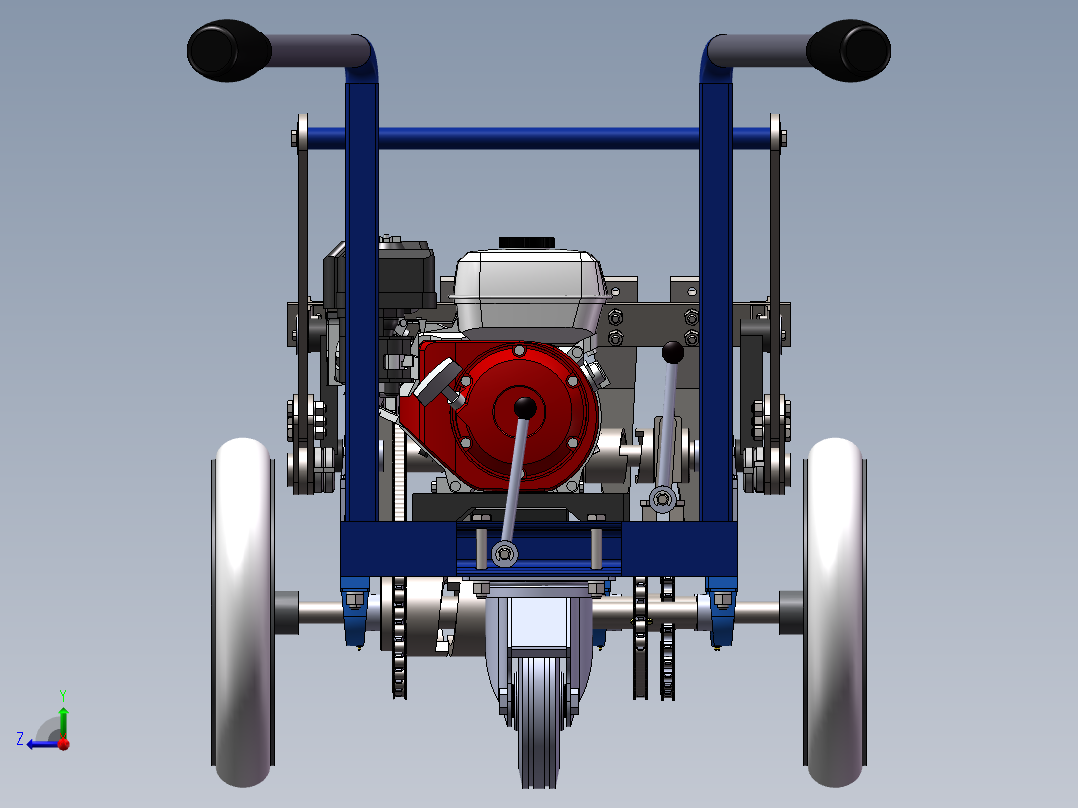 小型手推式松土机模型右视图