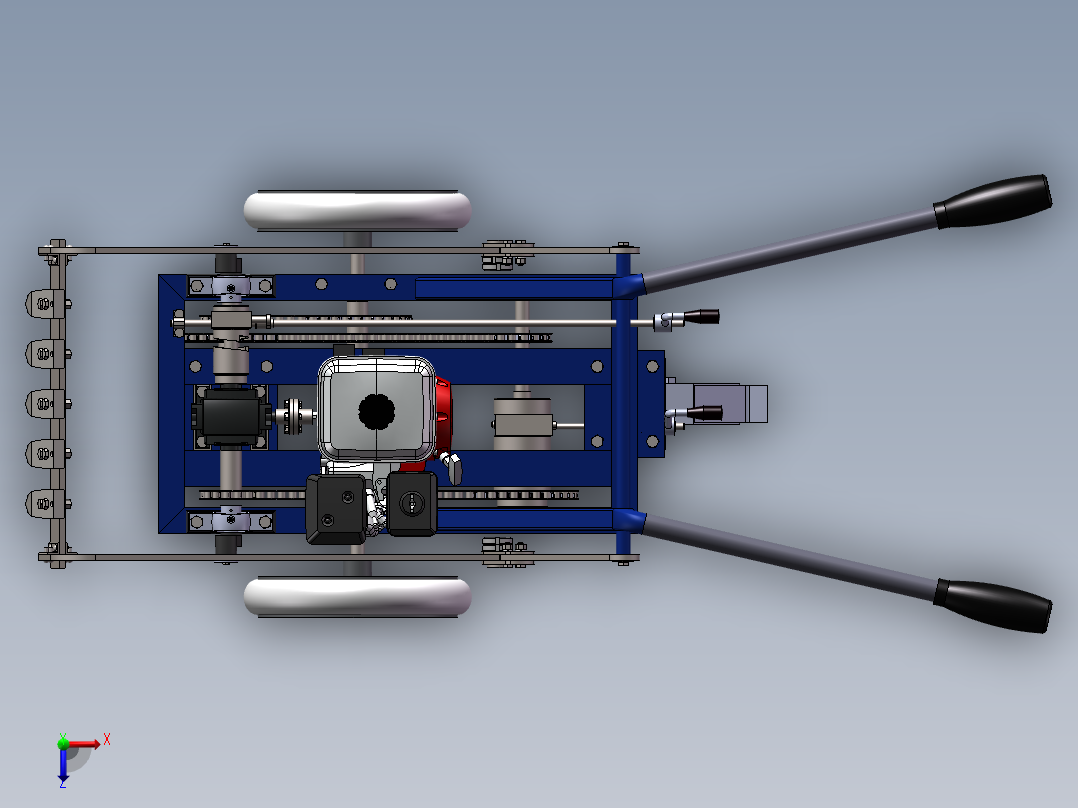 小型手推式松土机模型俯视图