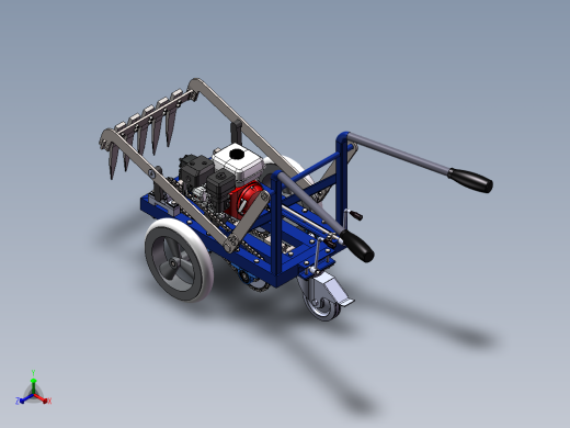 小型手推式松土机模型正等轴测缩略图