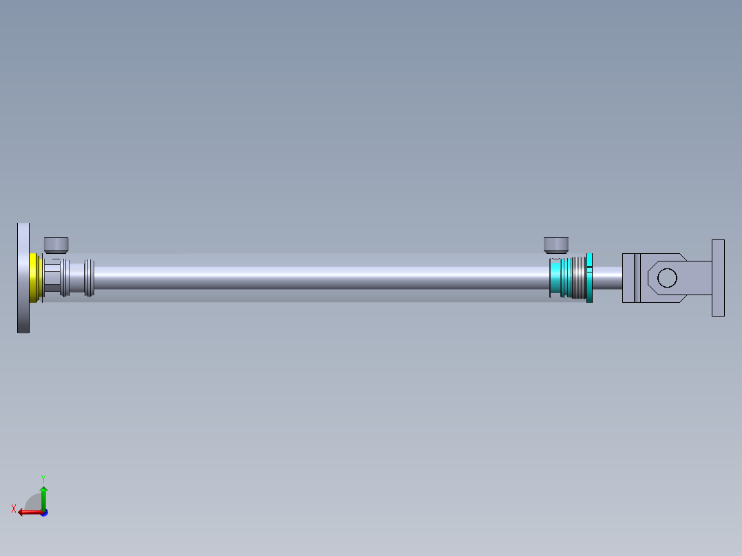 焊接式液压缸（带前安装法兰）50x30x600 mm后视图